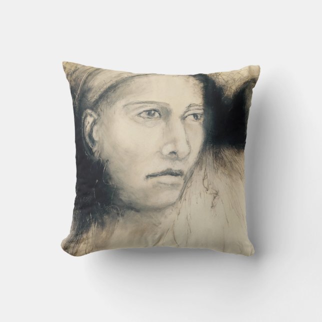 Kissen-Schatten des Porträt-#2 des Graus Kissen (Vorderseite)