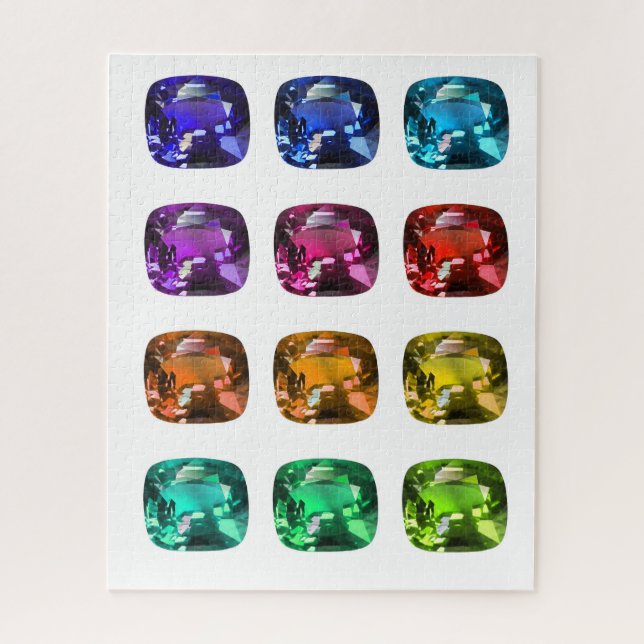 Kissen schneiden Saphir, Ruby, Aqua, Gemstone Puzz Puzzle (Vertikal)