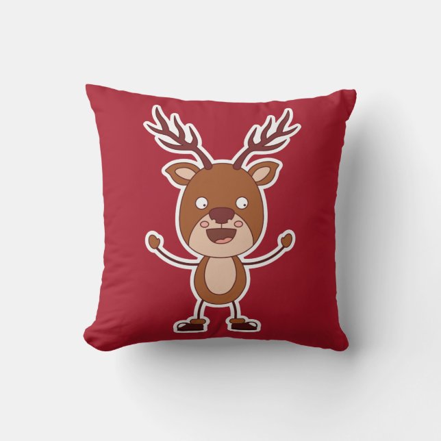 Kissen von Funny Reindeer & Santa throw (Vorderseite)