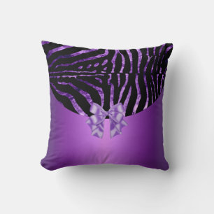 Kissen Zebra Schwarz Lila Rosa Streifen Schleife