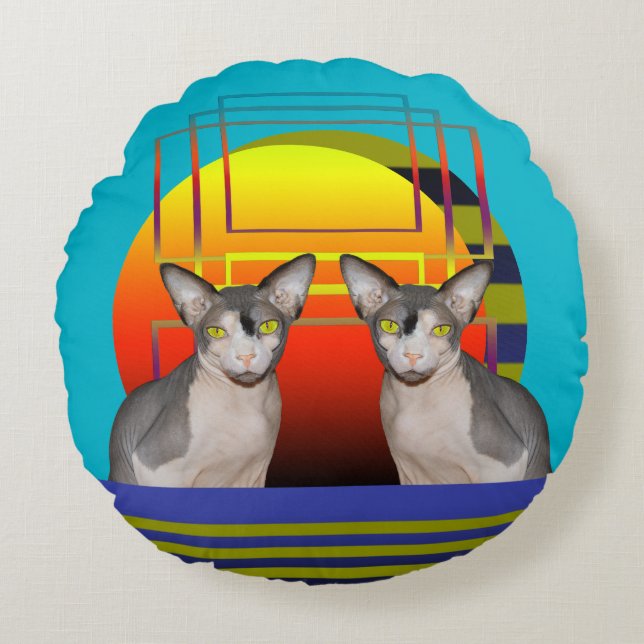 Kissen | Zwei Sphynxkatzen von Sunset (Vorderseite)
