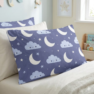 Kissenbezug Navy Kawaii Mond Sterne Wolken