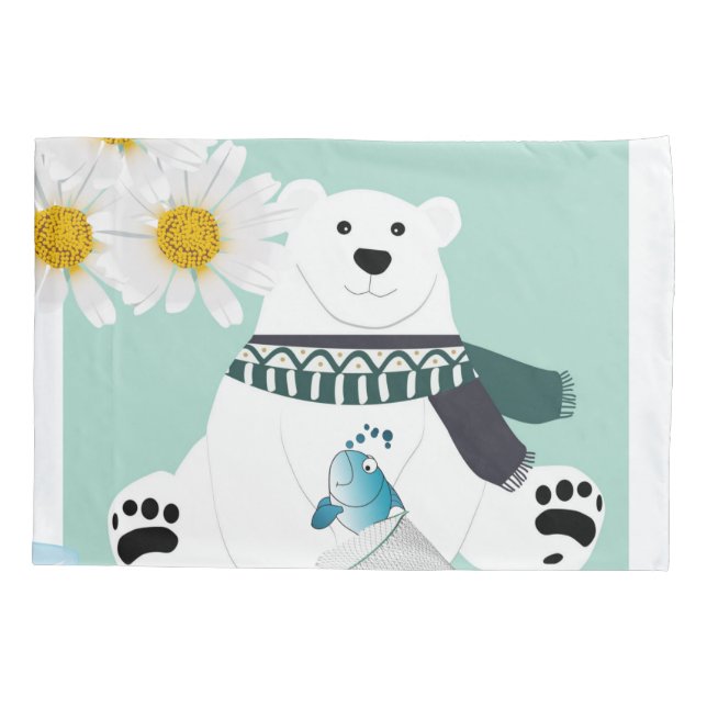 KissenCase Polar Bear Fish Daisy Floral Kissenbezug (Rückseite)