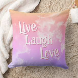 Kissenhülle Live Laugh Love Rosa lila Wolken Kissen