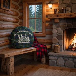 Kissenhülle mit individuellem Familienmotiv für di Rundes Kissen