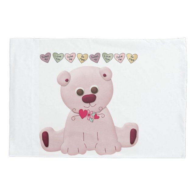 Kissenkoffer Weißrosa Teddybär Liebe Kissenbezug (Rückseite)