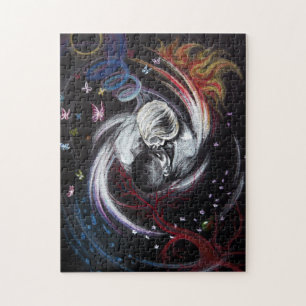Kissenpaar Yin Yang Liebe Surreal zeichnend Kunst Puzzle