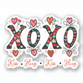 Kisses and hugs doodle art valentine aufkleber