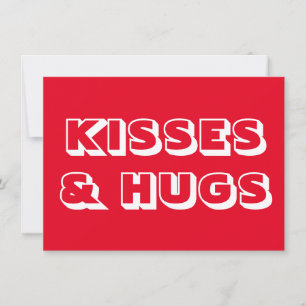 Kisses and hugs red white modern bold typography mitteilungskarte