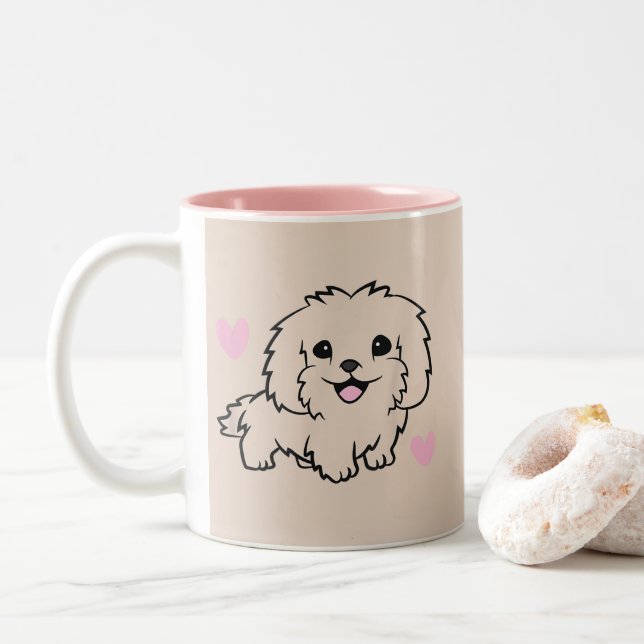 Kisses Coffee Bliss Dog Lover Pet-Themed Design Zweifarbige Tasse (Mit Donut)