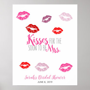 kisses for soon to be bridal shower game guestbook poster