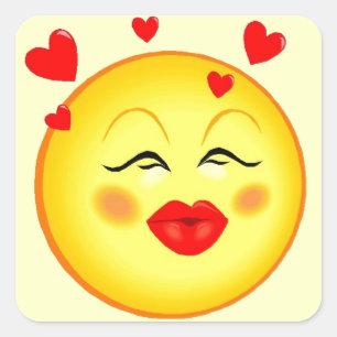 Kisses for You Happy Face Valentine Quadratischer Aufkleber