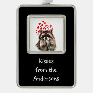 Kisses from Individuelle Name Fun Raccoon Rahmen-Ornament Silber