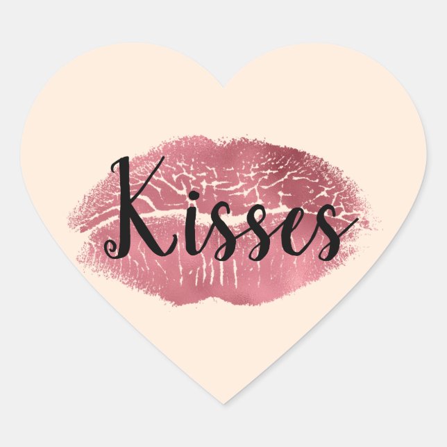 Kisses Lips Herz-Aufkleber (Vorderseite)