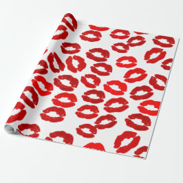 kisses lips lipstick print valentines day pattern geschenkpapier