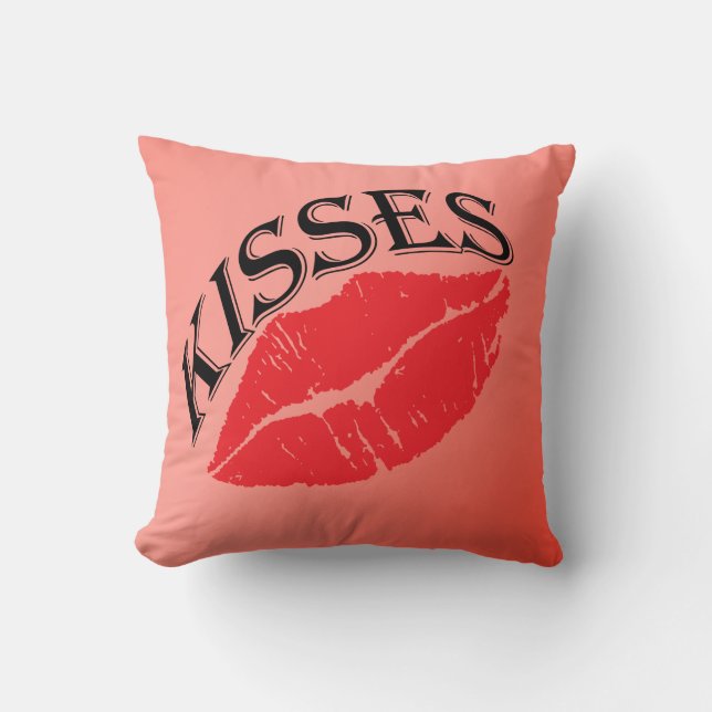 "Kisses" mit aufgetauchten Lippen Kissen (Vorderseite)