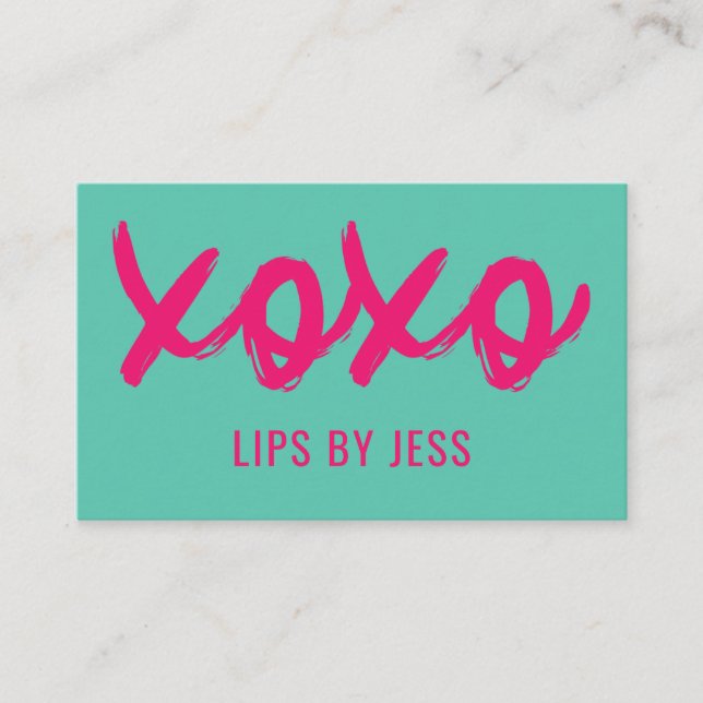 Kisses XOXO Rosa und Minze | Lipsense Visitenkarte (Vorderseite)