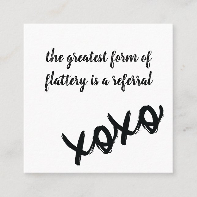 Kisses XOXO Schwarz-weiße und rosa Referenzkarte Quadratische Visitenkarte (Vorderseite)