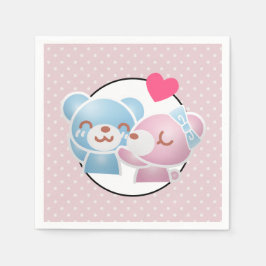 KIssing Bears auf Polka Dots Niedlich und Kawaii Serviette
