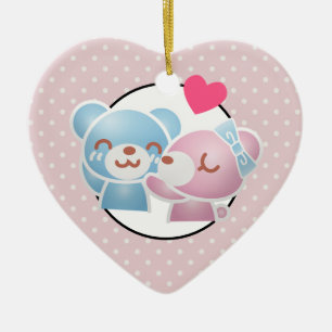 Kissing Bears Cute and Kawaii Keramik Ornament