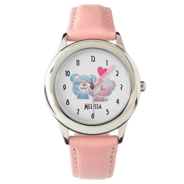 Kissing Bears Niedlich und Kawaii Armbanduhr (Vorderseite)
