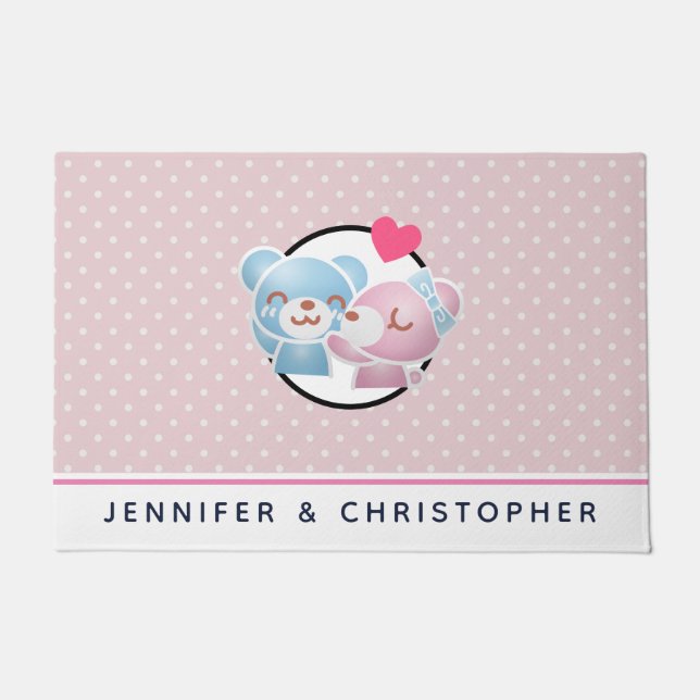 Kissing Bears Niedlich und Kawaii Fußmatte (Vorderseite)