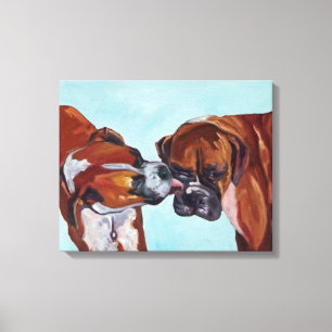 Kissing Boxers Art Portrait Leinwanddruck