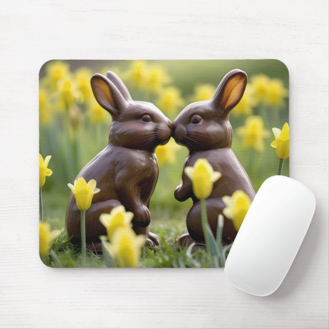 Kissing Chocolate Oaster Bunnies Mousepad (Mit Mouse)