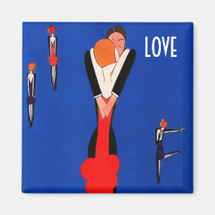 Kissing Couple Art Deco Valentinstag Geschenk Magnet