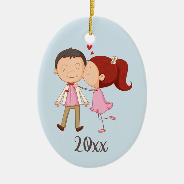 Kissing Couple Customizable Keramik Ornament (Vorne)
