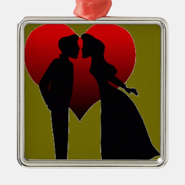 KISSING COUPLE ORNANAMENT SILBERNES ORNAMENT (Vorne)