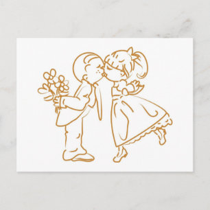 Kissing Couple Sketch Postkarte
