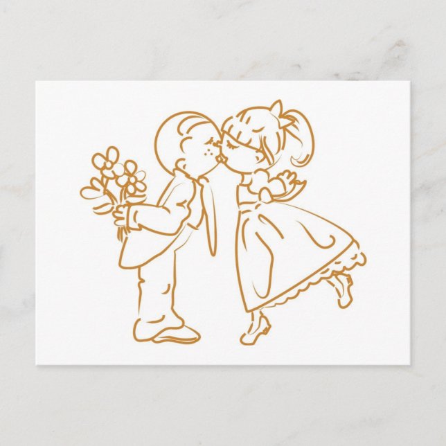 Kissing Couple Sketch Postkarte (Vorderseite)
