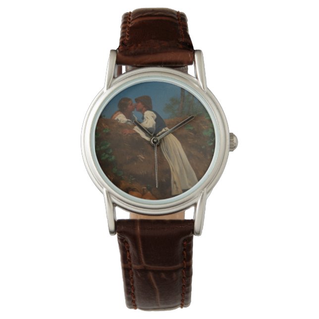 Kissing Couple (The Kiss) (von Pettenkofen) Armbanduhr (Vorderseite)