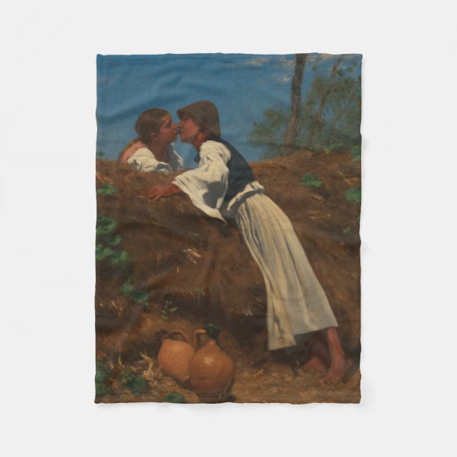 Kissing Couple (The Kiss) (von Pettenkofen) Fleecedecke (Vorderseite)