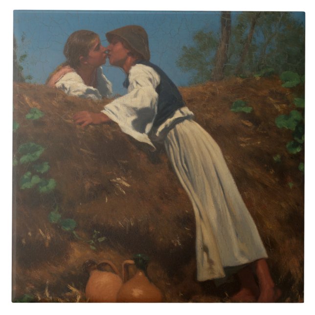 Kissing Couple (The Kiss) (von Pettenkofen) Fliese (Vorderseite)