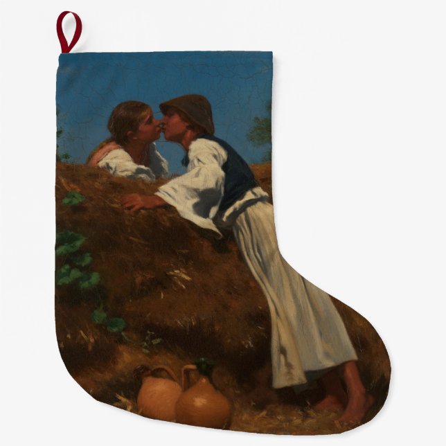 Kissing Couple (The Kiss) (von Pettenkofen) Großer Weihnachtsstrumpf (Vorderseite)