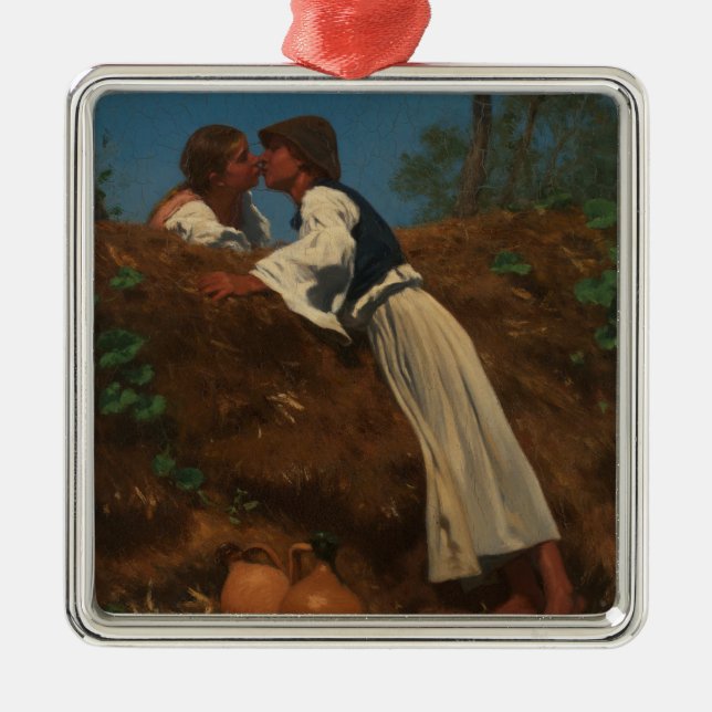 Kissing Couple (The Kiss) (von Pettenkofen) Ornament Aus Metall (Vorne)