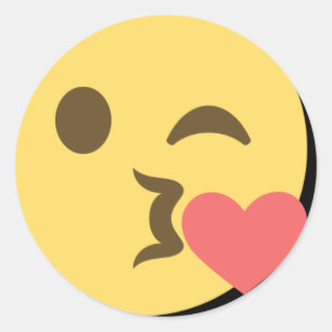 Kissing Emoji Runder Aufkleber