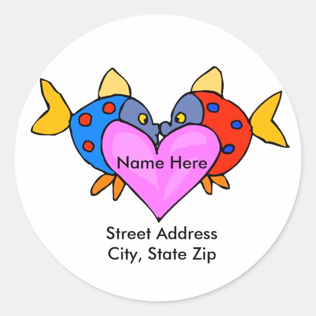 Kissing Fish Address Label Runder Aufkleber (Vorderseite)