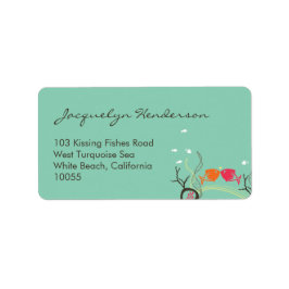 Kissing Fish Corals Beach Whimsical Niedlich Weddi Adressaufkleber