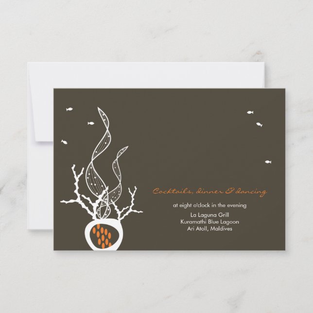 Kissing Fish Corals Beach Whimsical Niedlich Weddi Einladung (Vorderseite)