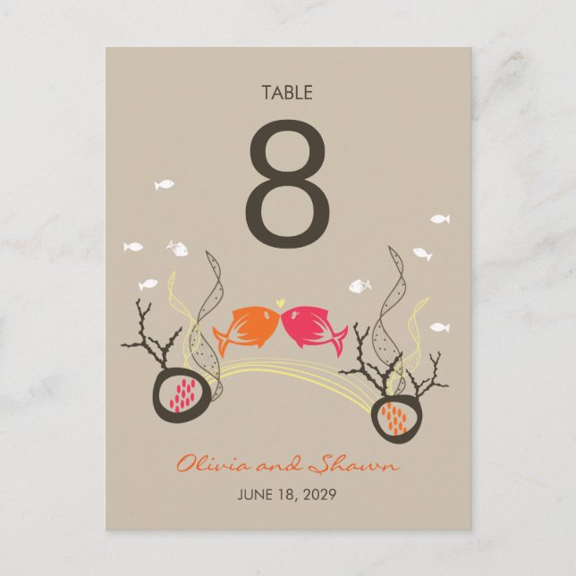 Kissing Fish Corals Beach Whimsical Niedlich Weddi Postkarte (Vorderseite)