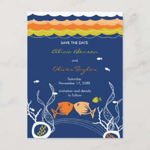Kissing Fish Fish Coral Sea Beach Save the Date Ankündigungspostkarte