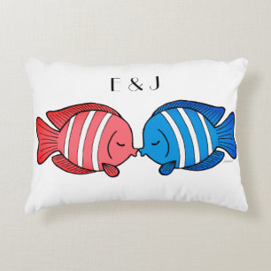 Kissing Fish Pillow Custom Wedding Geschenk für Pa Zierkissen