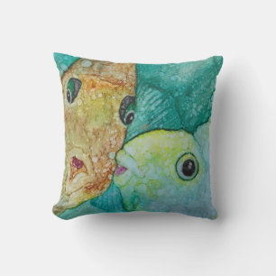 Kissing Fish Throw Kissen 16" Square
