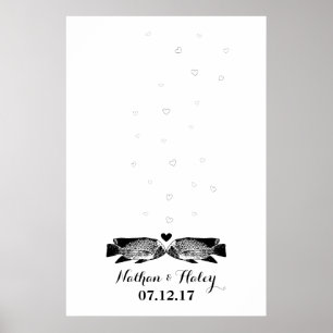 Kissing Fish Thumbprint Bubbles Wedding Guest Book Poster