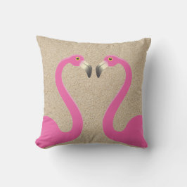 Kissing Flamingos Beach Sand Outdoor Pillow Kissen Für Draußen