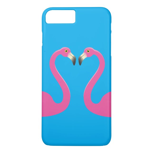Kissing Flamingos iPhone 7 Plus Case Blue (Rückseite)