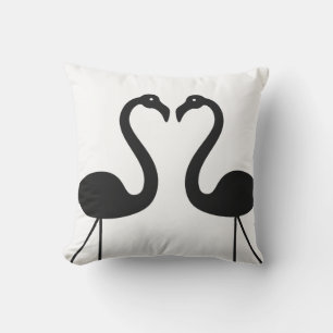 Kissing Flamingos White Outdoor Pillow Kissen